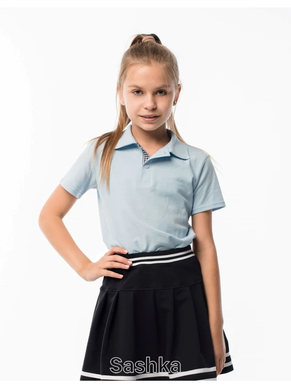 Поло для дівчинки Sashka блакитне, розмір 116-176